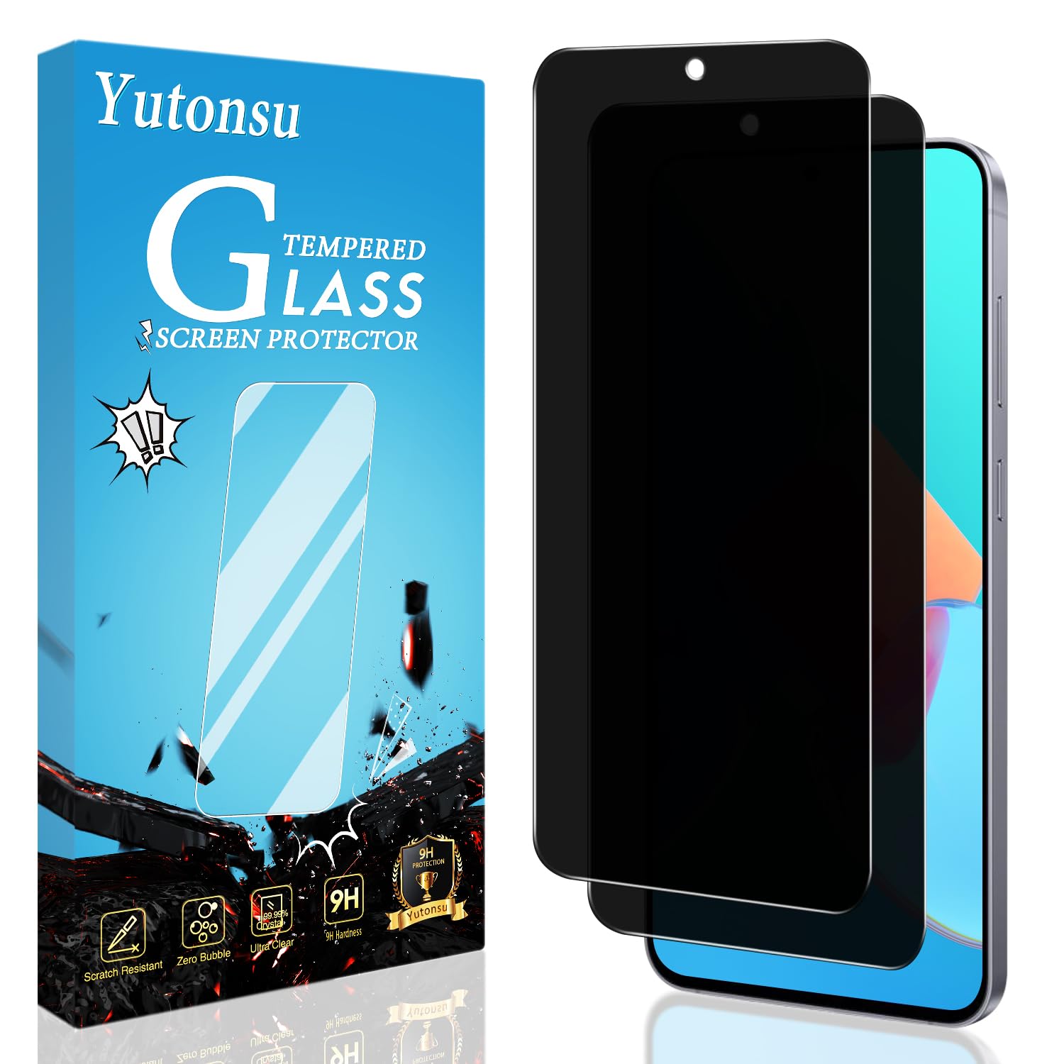 Yutonsu 2 Pack Privacy Screen Protector for Samsung Galaxy S25 FE Anti Spy Private Tempered Glass, Fingerprint Unlock, Easy Installation, Anti Scratch, Case Friendly