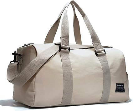 khaki gym bag
