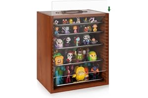 Trycooling Miniature Display Case Display Shelf for Collectibles Display Cases for Collectibles Miniatures Storage Case for Mini Action Figures Valuable Collectibles or Crystal Stone (M-Brown)
