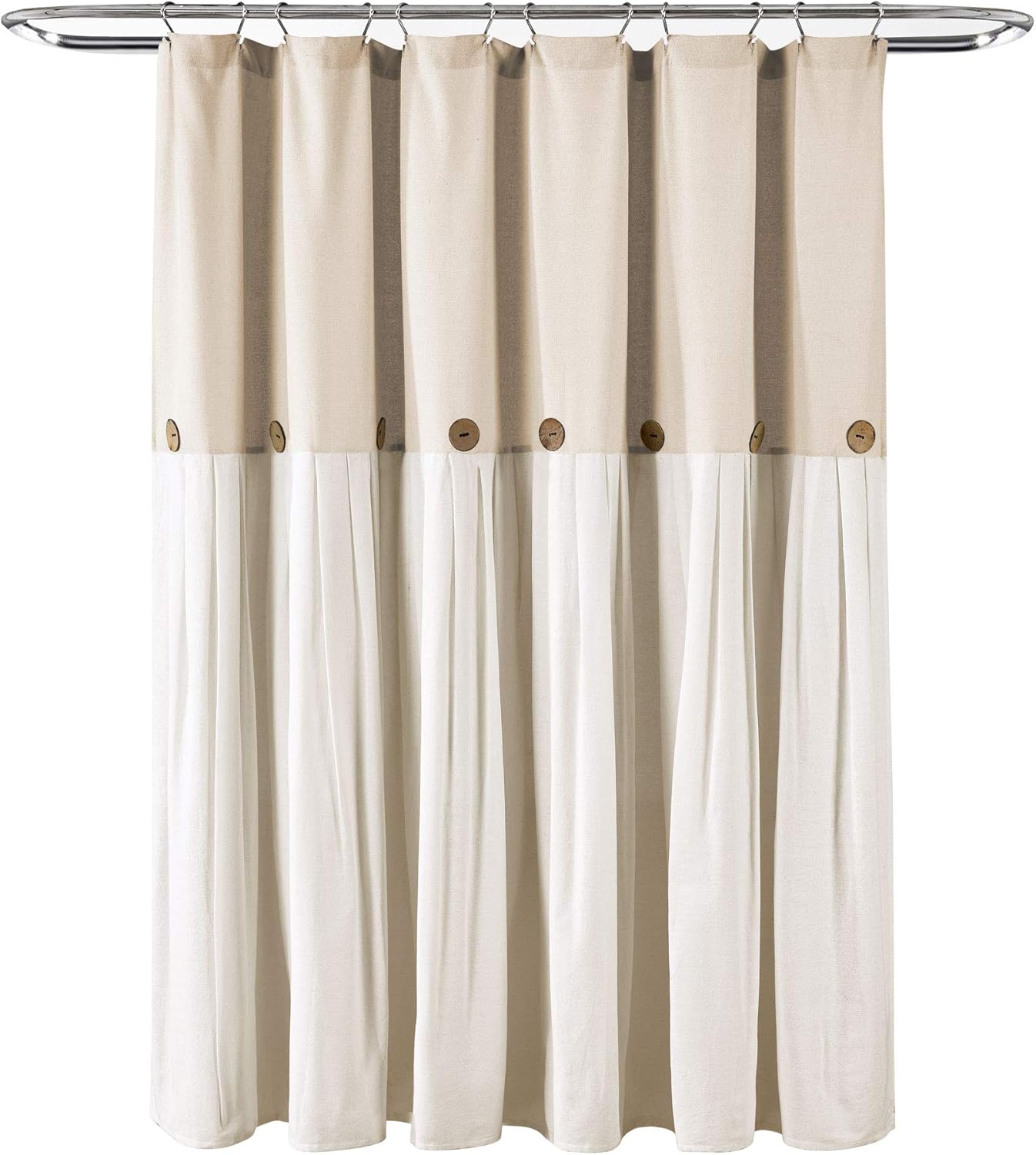 Lush Decor Button Shower Curtain, 72" X 72", Linen: Home & Kitchen