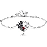 MONGAS Skull Bracelet Sterling Silver Skeleton Heart Bracelet Skull Jewelry for Women