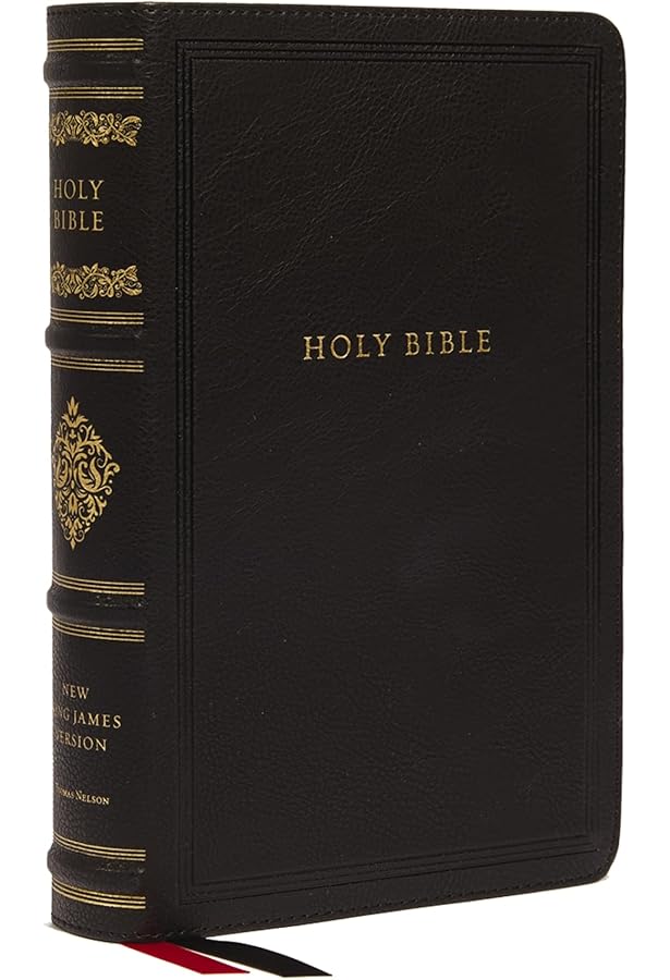 NKJV Large Print Reference Bible, Black Leathersoft, Red Letter