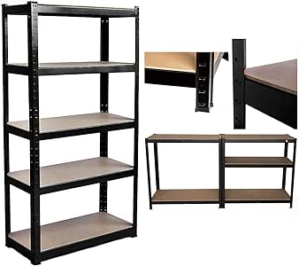 Estantería de 5 niveles para garaje de metal, muy resistente, 175 kg de