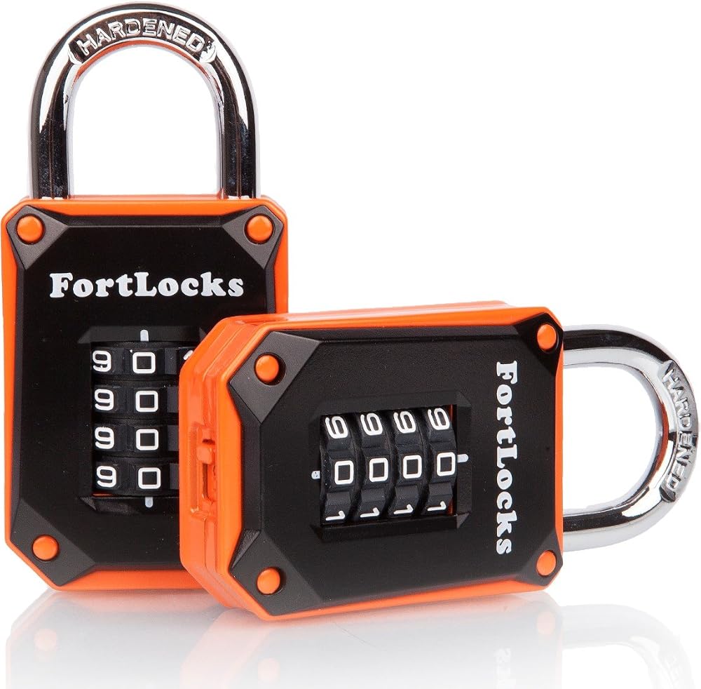 FortLocks 2-Pack 4-Digit Padlocks Weatherproof Heavy-Duty Zinc Alloy