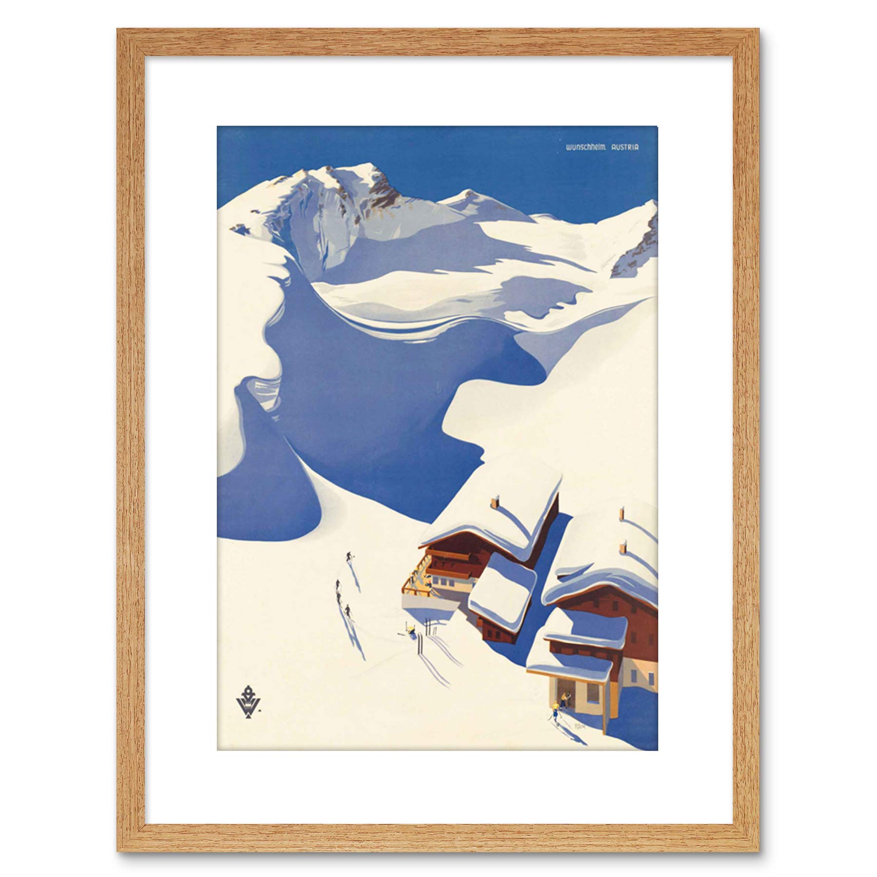 Wee Blue Coo 9x7 '' TRAVEL SPORT SNOW SKI CHALET ALPS AUSTRIA FRAMED ART PRINT F97X1551