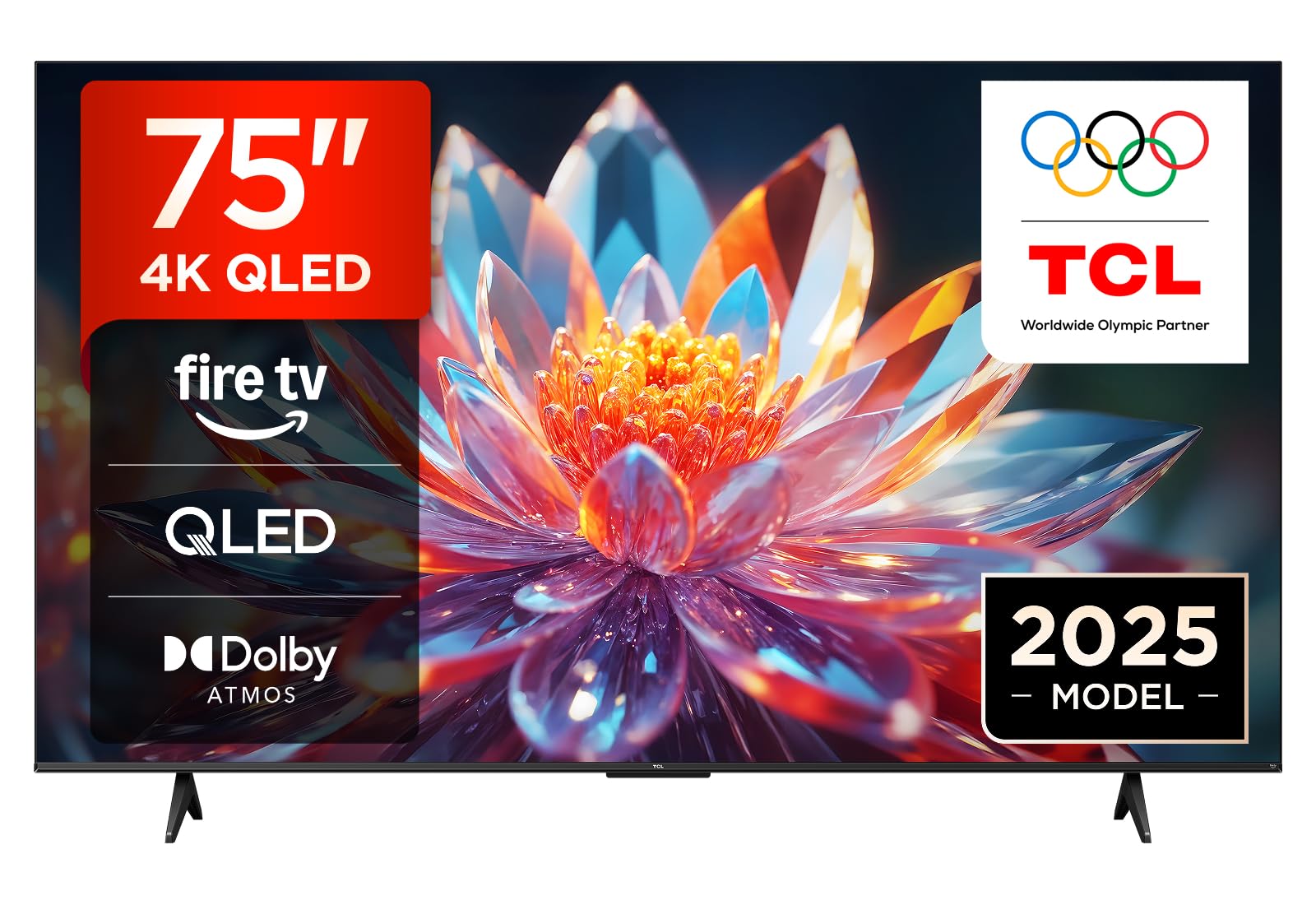 TCL 75T6C 75 Zoll QLED Fernseher, 4K UHD Fire TV, HDR10+, Dolby Vision & Atmos, Smart TV mit Sprachsteuerung mit Alexa, Google Cast & AirPlay 2, HDMI 2.1