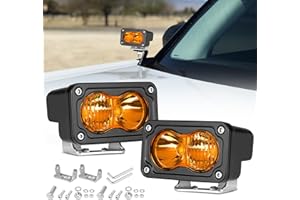 Amber LED Pods, Rfroad Lighting 3 Inch 40W LED Chase Light Ditch Lights Spot Flood Combo Small LED Pods Light Fog Lights LED Cubes 2 Packs for Motorcycle Truck UTV SUV ATV Dirt Bike Boat Offroad