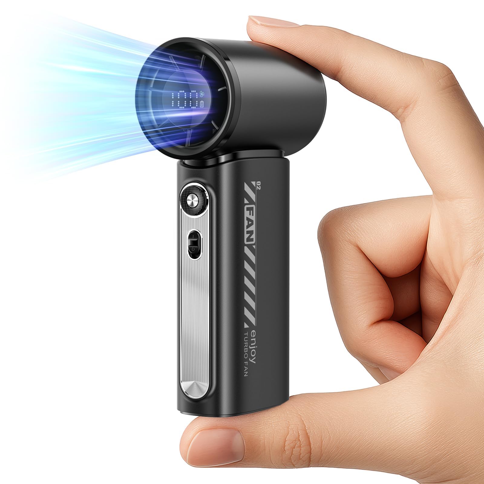 Koonie 19000 RPM High Speed Portable Handheld Fan,100 Speeds Mini Turbo Fan, 3600mAh, 12H Max Cooling Time, Digital Display, 5