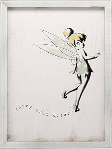 Open Road Brands Tinker Bell Fairy Dust Dreams Framed Wood Wall Decor