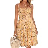 YIOYOLA Womens Summer Mini Corset Casual Dresses Spaghetti Straps Lace Up Vacation Beach Sundress with Pockets