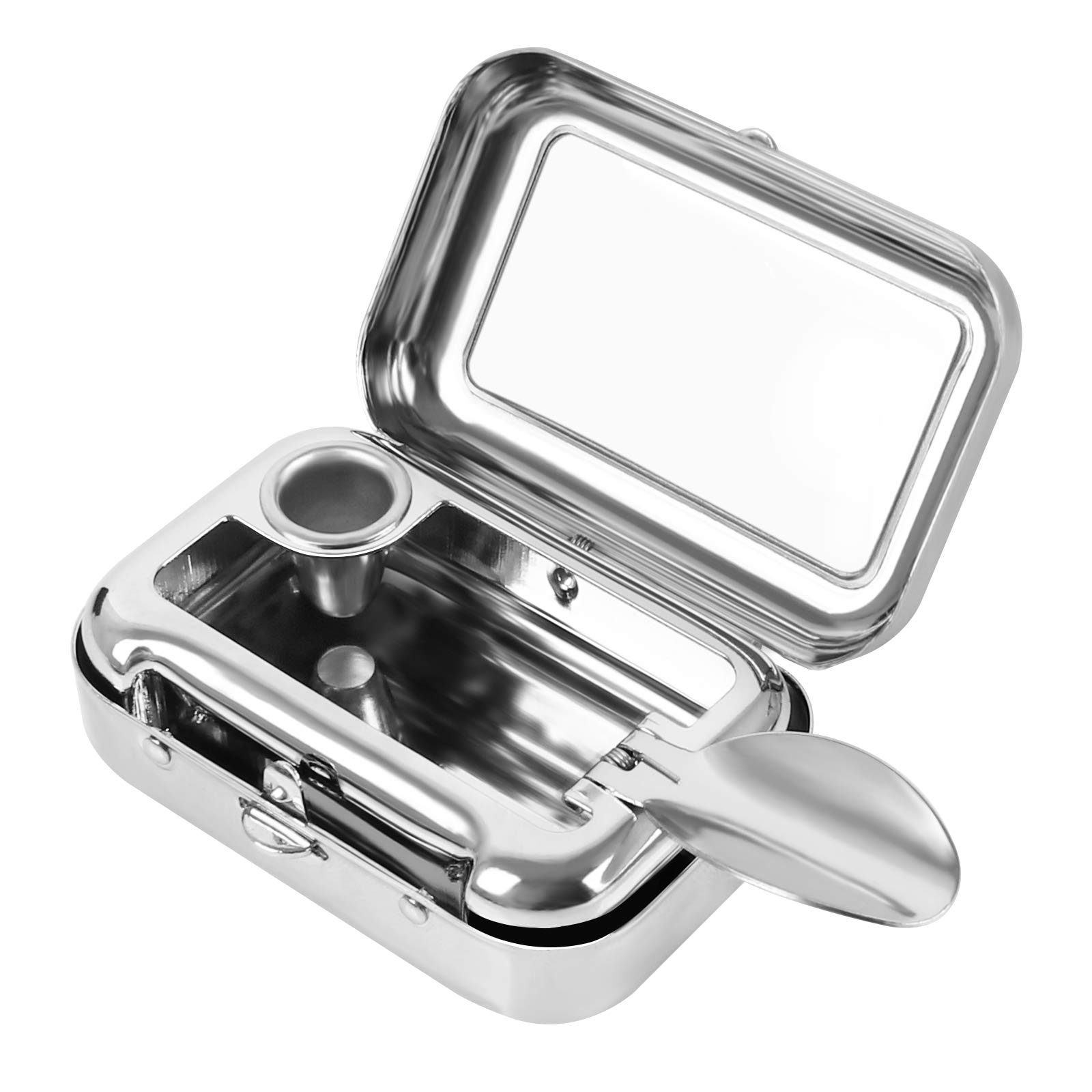 Huayue Portable Ashtray, Mini Metal Travel Cigarette Ashtray Pocket Square Ashtray Pocket Smoking Ashtray with Lid Odourless Ashtray for Outdoor Travel, Silver, S, Silver, s, Rectangular