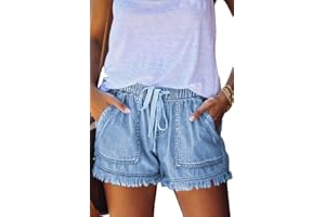 YOCUR Womens Lightweight Shorts Casual Baggy Trendy Hot Pants Elastic Waist Drawstring Comfy Shorts