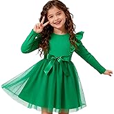 Magic Park 12M-7Y Toddler Tulle Dress Girl Long Sleeve Tutu Dress Kids Ribbed Dresses Holiday Birthday Outfits Girls