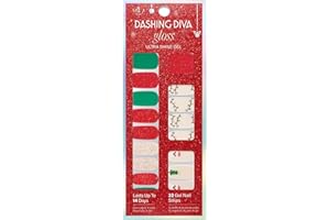 Dashing Diva Gloss Nail Strips - Santa Baby - UV Free, Chip Resistant, Long Lasting Gel Nail Stickers - 3-Piece Holiday Manicure Set - Contains 32 Wraps, 1 Prep Pad, 1 File