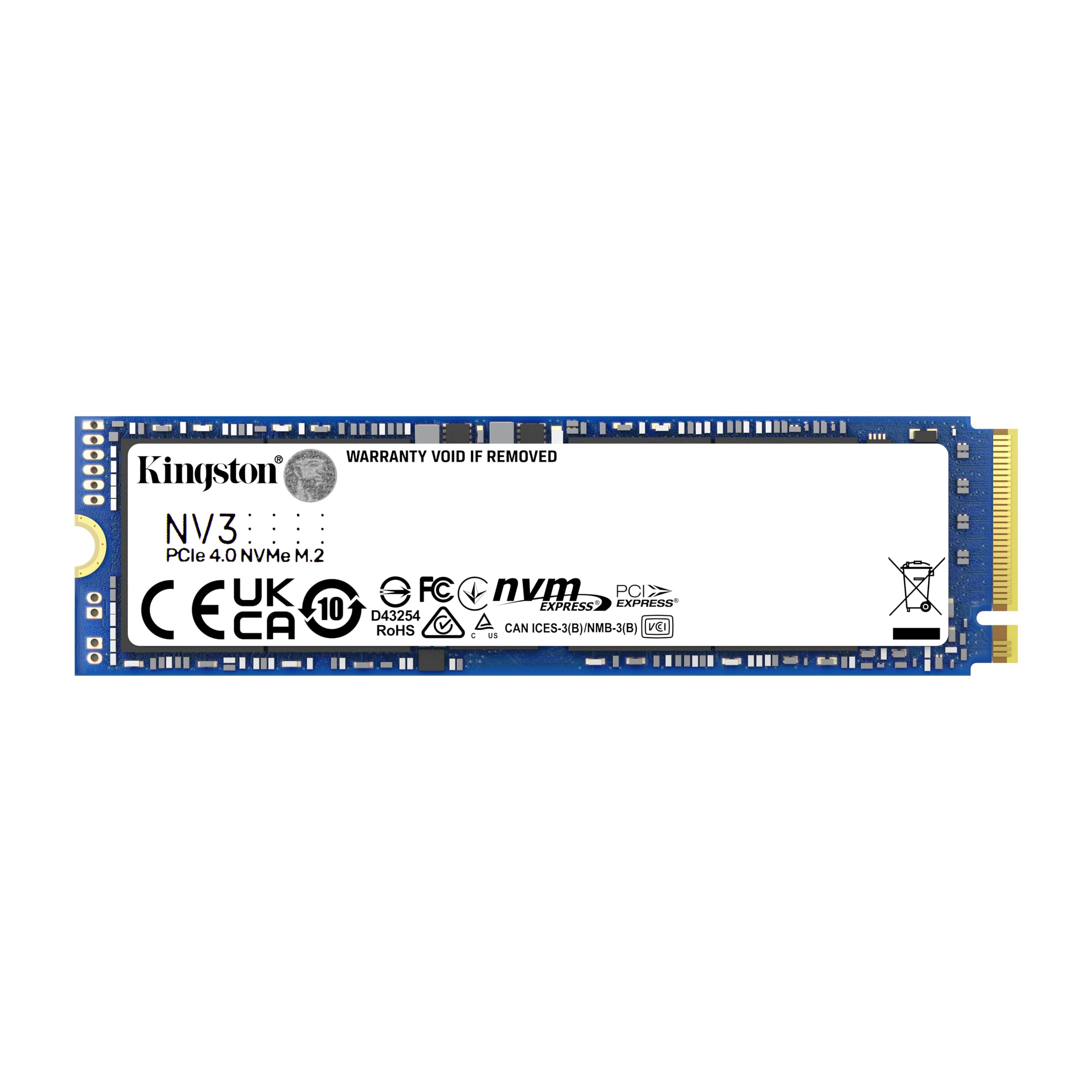 Kingston SSD NV3, Capacidad: 1000GB, Factor de Forma: M.2 2280, Interfaz: NVMe PCIe Gen 4.0 x 4 Carriles, Lectura: 6000MB/s y Escritura: 4000MB/s, SKU: SNV3S/1000G