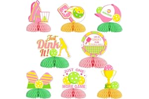 SHADOAMP Pickleball Party Decorations Pink, 8pcs Pickleball Theme Honeycomb Centerpiece Sports Theme Party Table Decorations 