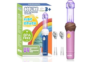 Acelike UV Self Clean Kids & Toddlers Electric Toothbrush | Improve Safe and Hygiene | Soft Bristles | Easy-Grip Silicone Handle | 4 Modes & 2-Min Timer | One Charge Last 60 Days | Age 3+ (Pink)
