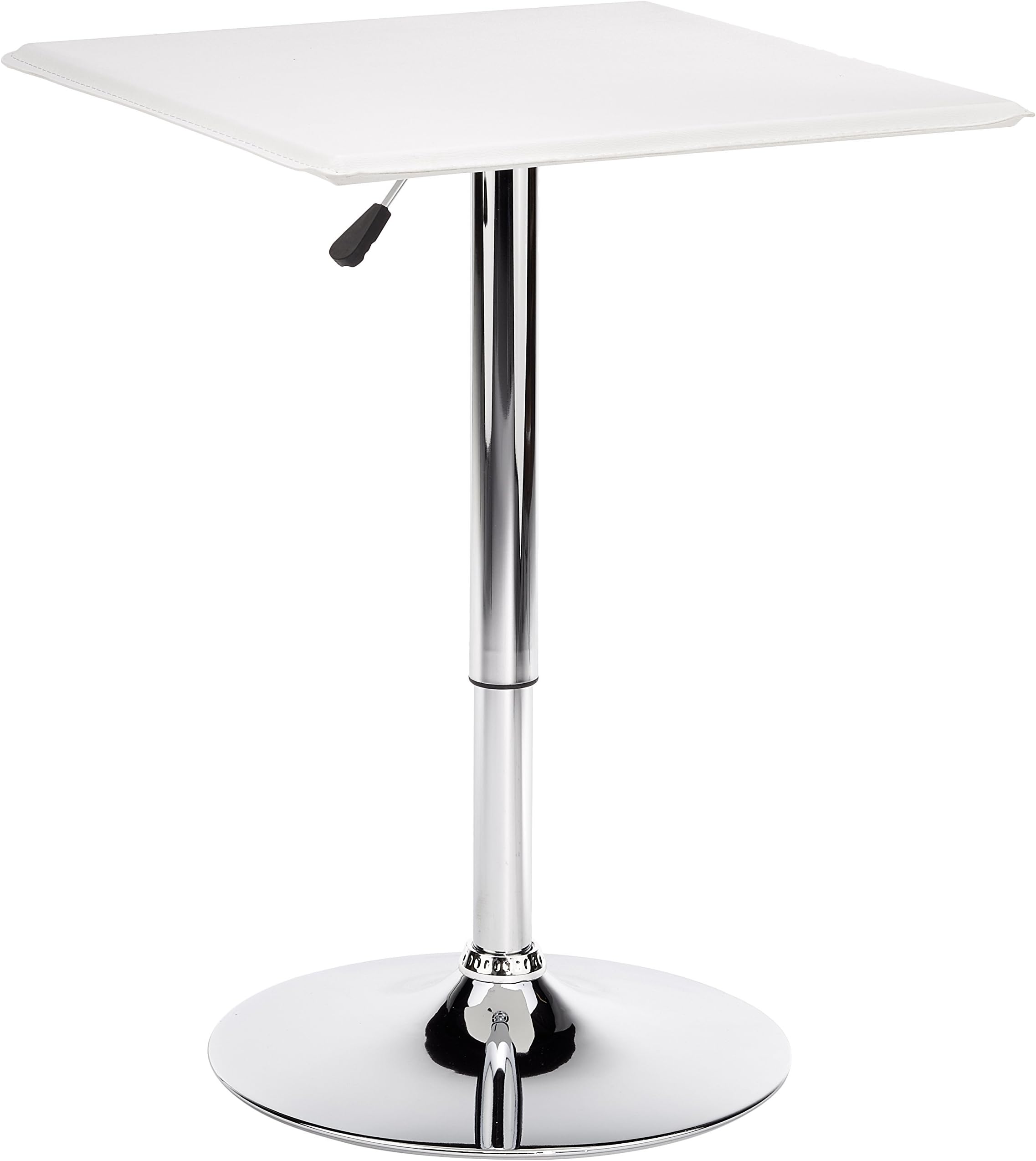 Amstyle Altona Bistro Table Square Height Adjustable MDF Tabletop with Leather Cover 60 x 60 cm White