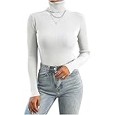WDIRARA Women's Turtleneck Sweater Long Sleeve Basic Pullover Jumper Knit Tops