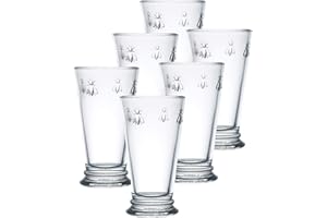 LA ROCHÈRE La Rochere Napoleon Bee Double Old Fashioned Tumbler Set of 6 – La Rochere Bee Glassware Sets – Fancy Glassware Drinking Glasses (15 oz)