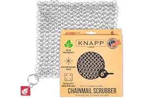 Knapp Made CM Scrubber 6" Small Ring Cast Iron Scrubber - Cast Iron Cleaner for Hard Anodized Cookware, Pre-Seasoned Pans, Dutch Ovens, Iron Pans, Grills and Skillet. Chain Mail Scrubber Cast Iron