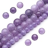 Youngbling Natural Gemstone Beads for Jewelry Making,8mm Lepidolite Polished Round Smooth Stone Beads for Bracelet Necklace 15 Inch