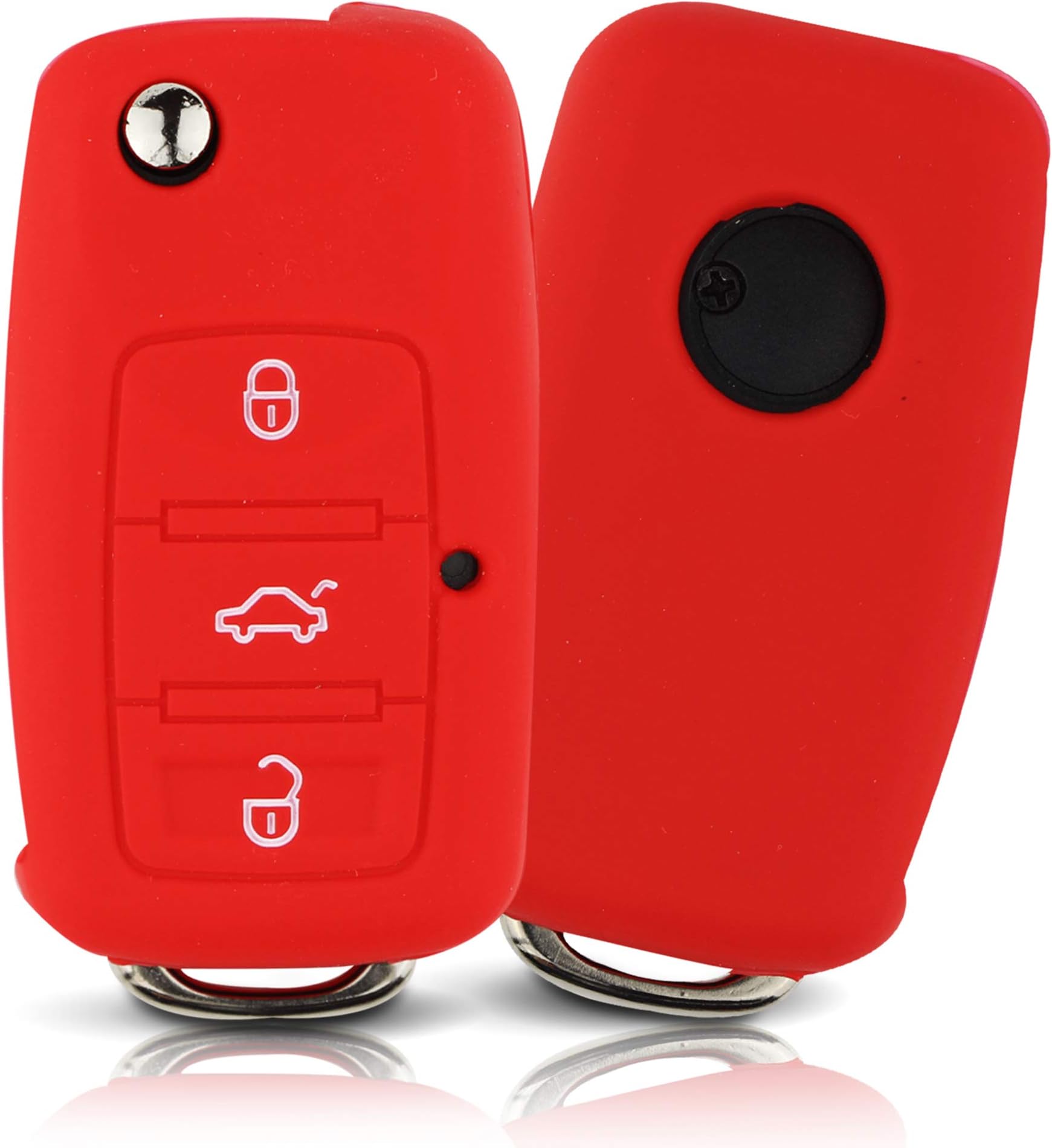 ASARAH Key cover compatible wih Skoda and made of PREMIUM silicone, protective cover for car key, cover for key type 3BKB - Red