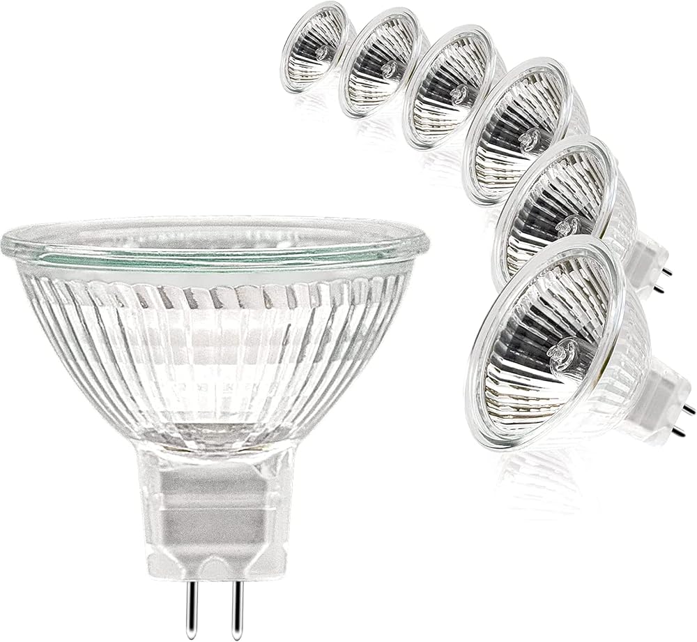 Simusi MR16 Halogen Bulbs 6 Pack 12V 50W Gu5.3 Dimmable 2700K CRI 99