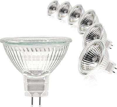 Simusi MR16 Halogen Bulbs 6 Pack 12V 50W Gu5.3 Dimmable 2700K CRI 99