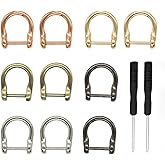 10 Pcs D-Rings Horseshoe Shape U Shape D Rings Screw in Shackle Key Ring for DIY Leather Craft Keychain Accessories with Screwdriver