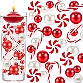 Christmas Vase Filler 91PCS Red White Beads Candy Cane for Holiday Decor
