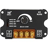 RGBZONE Single Color LED Dimmer, DC 5V/12V/24V 30A PWM Dimming Controller, Frequency Adjustable, for Single Channel 5050 3538 5630 Light Strips, Metal Shell LED Dimmer-No Light Flicker
