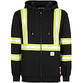 BOCOMAL FR Hoodies High Visibility 10.5oz Cottion Fleece Zipper Hi Vis Flame Resistant Reflective Hooded Sweatshirts