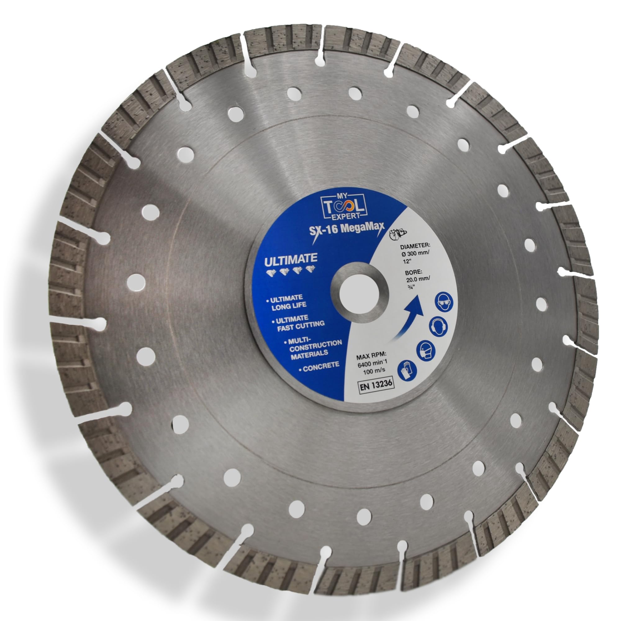 300mm Diamond Cutting Discs For Petrol Disc Cutter, SX-16 MegaMax Segmented Diamond Blade for Masonry Cutting, Bricks, Reinforced Concrete, Granite, Roofing Tile