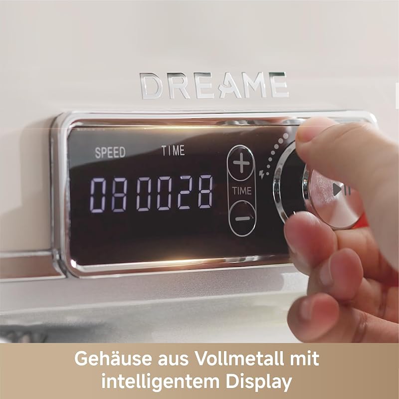 MX60 Küchenmaschine Standmixer Patentierter Doppelknethaken und ein lautloser 800-W-DC-Motor treiben die 6-L-Schüssel an. Intelligentes digitales Display, 12 Geschwindigkeiten