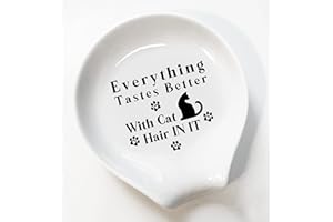 LRUIOMVE Ceramic Coffee Spoon Holder - Everything Tastes Better with Cat Hair - Coffee Spoon Rest, Coffee Station Decor, and Bar Accessories Perfect Coffee Lovers Gift for Women and Men