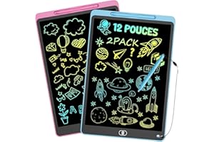 2-Pack LCD Graphic Tablet for Kids - Reusable Drawing Tablet with Lock & Pressure Sensitivity, Dual Screen Educational Toys, 