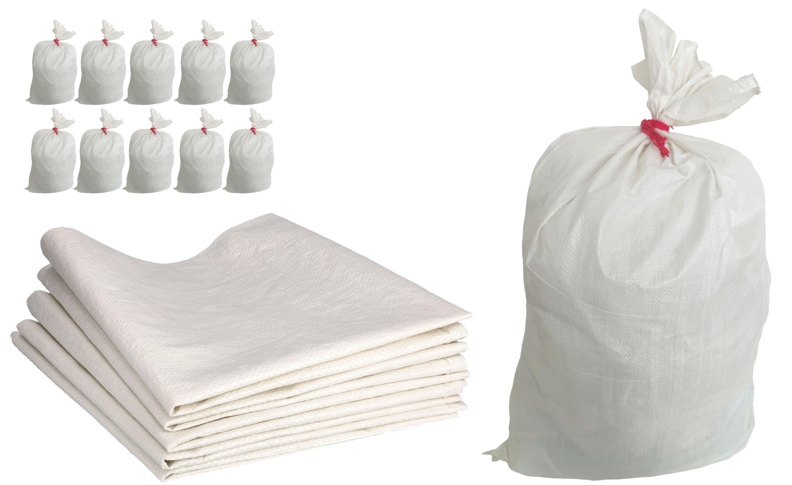 Toolspace 10x Woven Polypropylene Sacks, PP Fabric 85x50 Cm - Garden and Building Waste Bags 25 Kg Ideal For Animal Feed, Grain, Coal, Eco-Powder Storage Of Loose Items, Goods Transport
