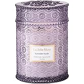 LA JOLIE MUSE Lavender Suede Candle – Eucalyptus, Lavender & Sandalwood 19 oz Large Wooden Wick Candle | Natural Soy Wax | 90 Hours Clean Burn | Aromatherapy Candle for Relaxation