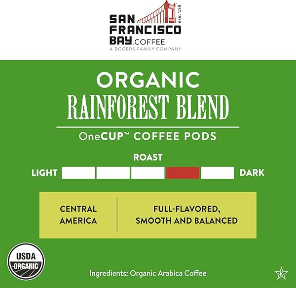 SAN FRANCISCO BAY K-CUP COFFEE PODS, ORGANIC RAINFOREST BLEND (80 CT), MEDIUM-DARK ROAST, COMMERCIALLY COMPOSTABLE USDA ORGANIC SINGLE-SERVE COFFEE PODS