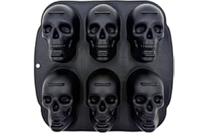 6-Cavity 3D Skull Cake Pan – Silicone Skull Mold for Cakes, Chocolate, Soap, Ice Cubes – Halloween & Día de Los Muertos Party