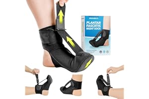 BraceAbility Plantar Fasciitis Night Splint Sock - Soft Plantar Fascia Boot for Sleeping, Achilles Tendonitis Relief, Foot Drop, Heel Pain - Planter Facetious Night Sling Brace for Women and Men (M)