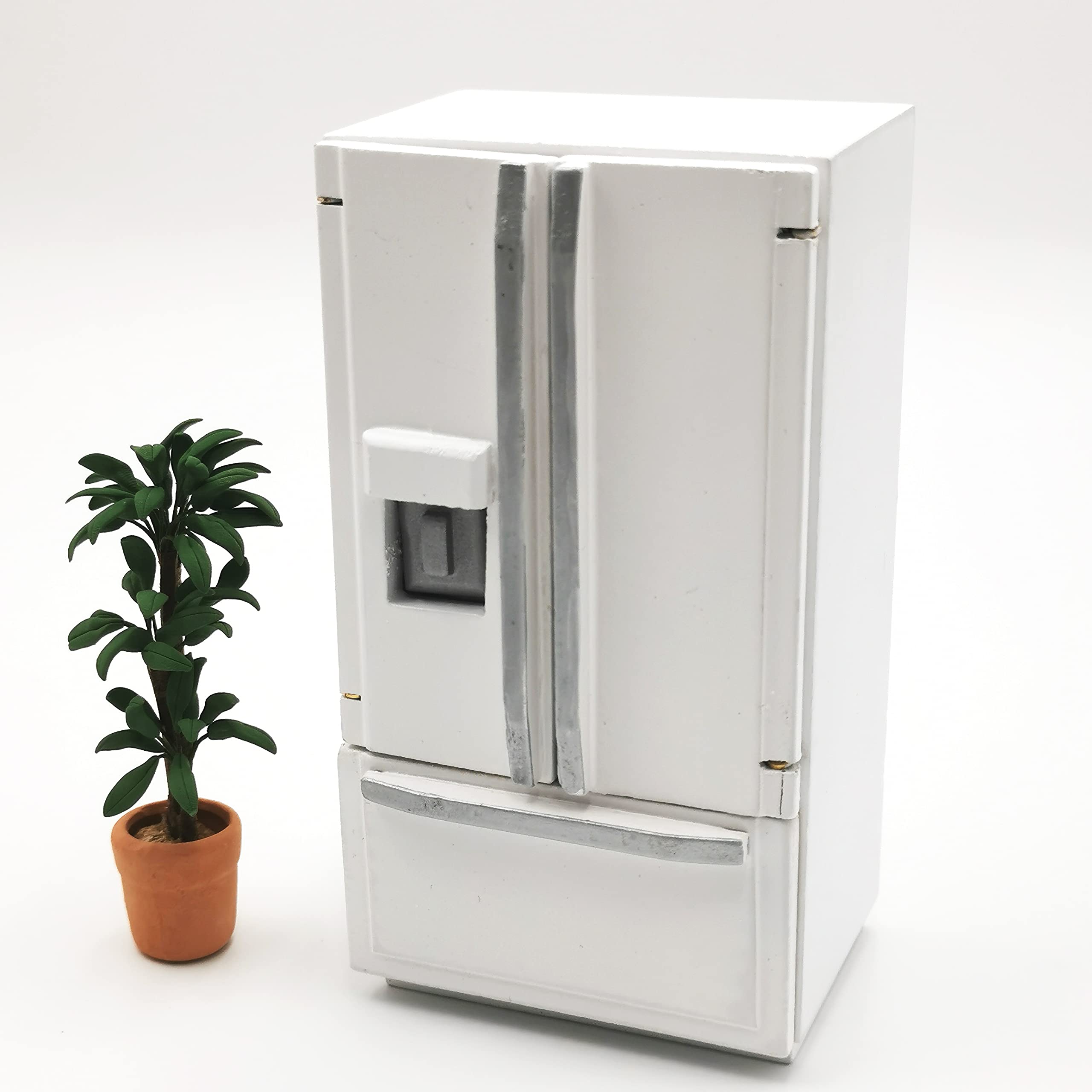 SXFSE Dollhouse Decoration Accessories, 1:12 Dollhouse Miniature Furniture Simulation Fridge Refrigerator Kitchen Prop Decor Play Pretend Toy (White)