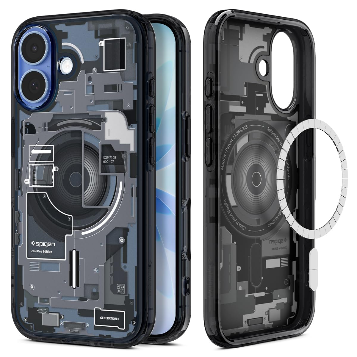 Spigen Ultra Hybrid MagFit Funda de impresión digital directa para iPhone 17 [Diseño personalizado][Compatible con Magsafe] - Zero One Black