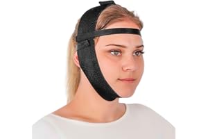 IKIDO Post Surgery Facial Compression Garment Chin Strap Band, Double Chin Face Wrap Tape, Jawline Exerciser, Face Slimmer, Jowl Tightening, Chin Lifting Belt (Black)
