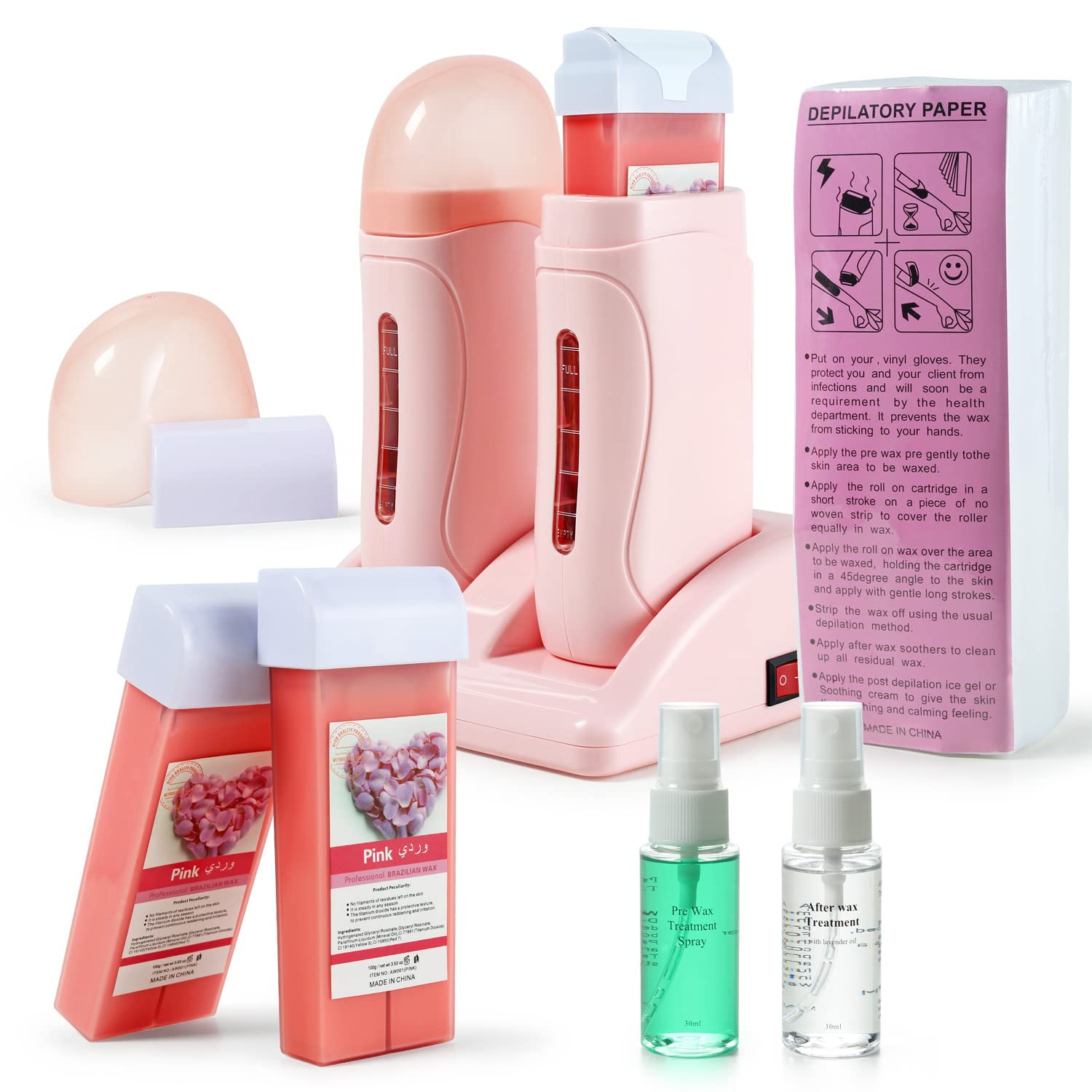 Beth lee Waxing Kit, Double Roll On Wax Warmer with