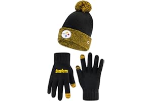Ultra Game NFL unisex-adult Super Soft Two Tone Winter Beanie Knit Hat With Extra Warm Touch Screen Gloves
