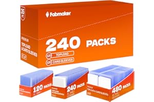 Fabmaker 240 Card Sleeves, 3" x 4" Topload for Cards, Hard Plastic Baseball Card Protectors, Ultra Clear Rigid Topload for Baseball, Football, Sports Cards(120 Topload + 120 Card Sleeves)