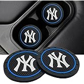 Car Cup Holder Coasters Insert for Yankees NY, 2PCS Universal Anti-Slip Silicone Cup Holder Coaster Interior Accessories (Black)