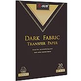 A-SUB Inkjet Printable Iron On Heat Transfer Paper for Dark Fabrics, 20 Sheets 8.5x11 Inch, Make Custom T Shirts, Totes, Bags